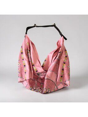 EMILIO PUCCI Pink Twill Leather Hobo Scarf Shopper Handbag